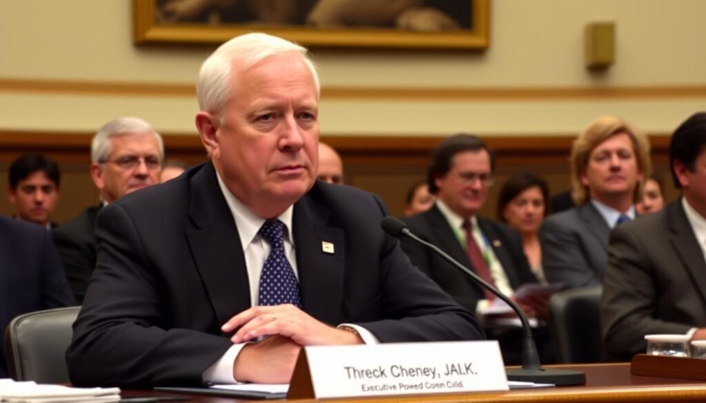 Dick Cheney testifying before Congress about executive power