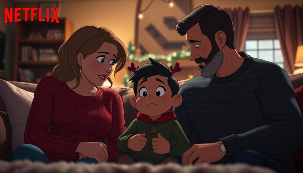 Donny with his parents in Baby Reindeer