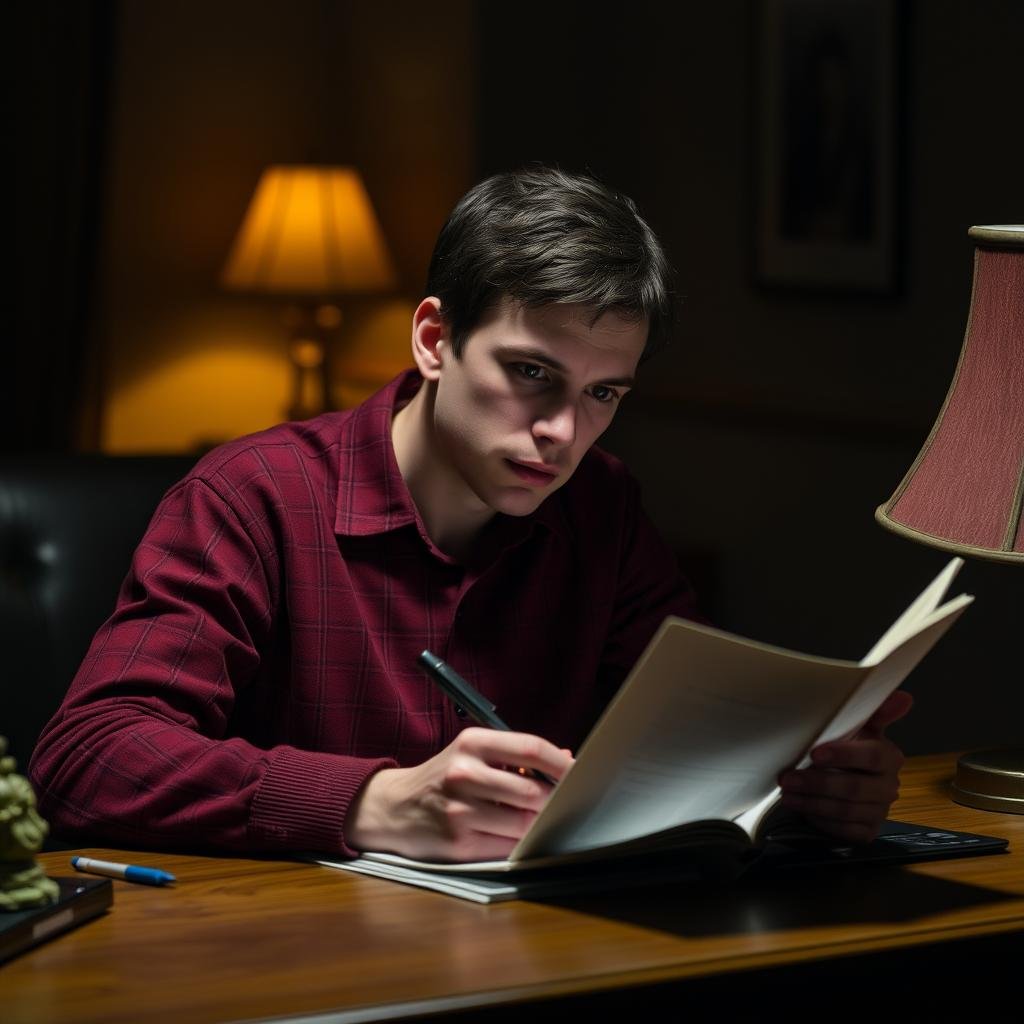 Richard Gadd writing scene from Baby Reindeer Netflix
