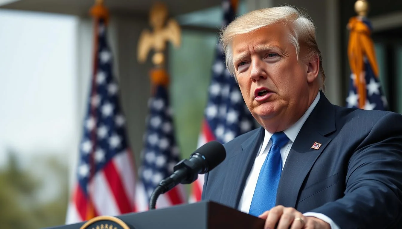 Donald Trump speaking about the Trump death penalty Iryna Zarutska case at a press conference